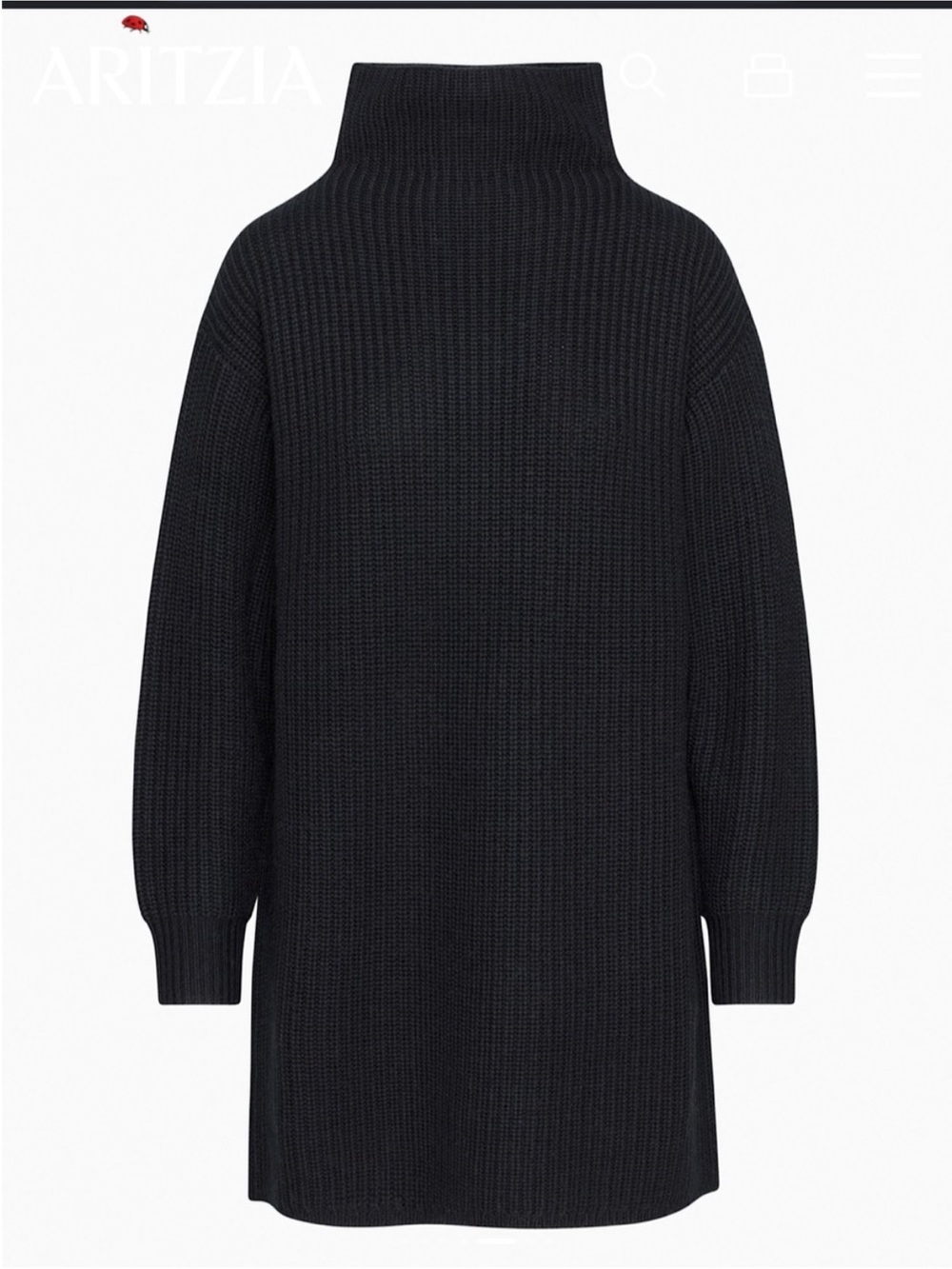 Wool Aritzia Black Ribbed Turtleneck Sweater Dress